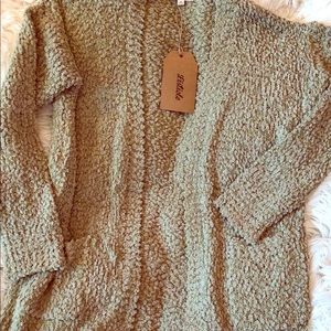 Listicle Light Olive Popcorn Cardigan